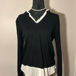 Black and White Sioni Layered Look Sweater
